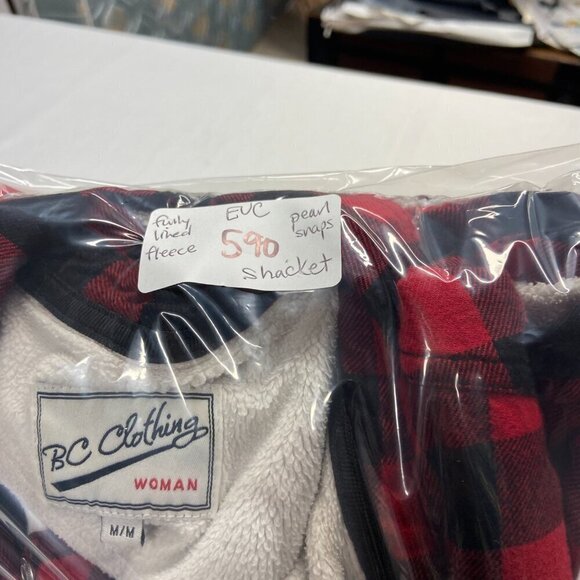 Buffalo Plaid Fleece Shacket Lined Shirt Jacket Red Black BC Clothing Women’s M - Picture 14 of 14